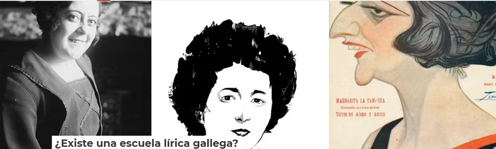 De izquierda a derecha, fotografía de Ángeles Ottein, retrato de Lola Rodriguez Aragón de Maitane Azurmendi y caricatura de Mary Isaura. Wikimedia Commons, CC BY-SA